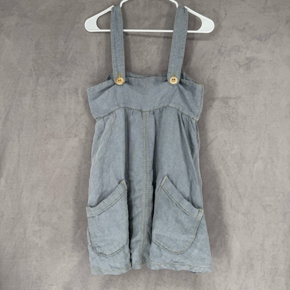 Topshop blue baby doll linen Midi Dress with Button Accents - Picture 1 of 7